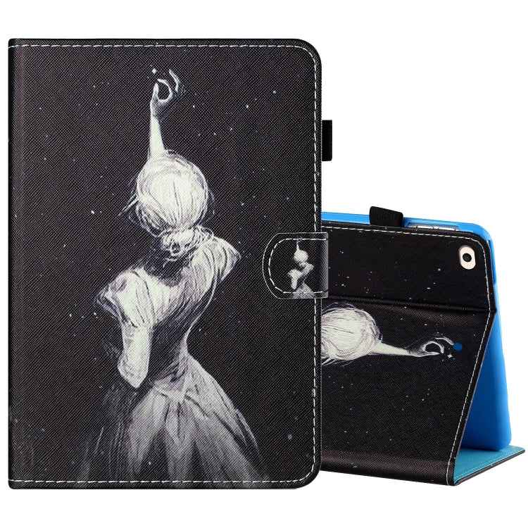 Sewing Thread Horizontal Painted Flat Leather Case with Pen Cover & Anti Skid Strip & Card Slot & Holder & Sleep / Wake-up Function, For iPad Air 2, For iPad 9.7 (2018) / (2017), For iPad Air 2022 / 2020 10.9