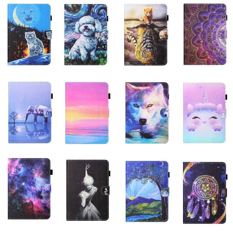 Sewing Thread Horizontal Painted Flat Leather Case with Pen Cover & Anti Skid Strip & Card Slot & Holder & Sleep / Wake-up Function, For iPad Air 2, For iPad 9.7 (2018) / (2017), For iPad Air 2022 / 2020 10.9