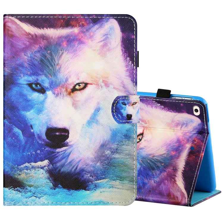 Sewing Thread Horizontal Painted Flat Leather Case with Pen Cover & Anti Skid Strip & Card Slot & Holder & Sleep / Wake-up Function, For iPad Air 2, For iPad 9.7 (2018) / (2017), For iPad Air 2022 / 2020 10.9