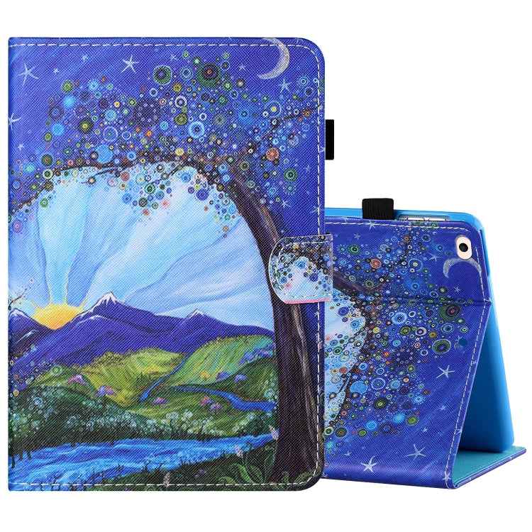 Sewing Thread Horizontal Painted Flat Leather Case with Pen Cover & Anti Skid Strip & Card Slot & Holder & Sleep / Wake-up Function, For iPad Air 2, For iPad 9.7 (2018) / (2017), For iPad Air 2022 / 2020 10.9
