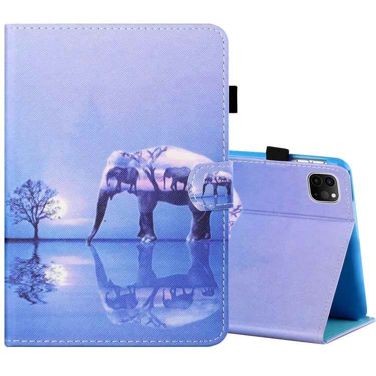 Sewing Thread Horizontal Painted Flat Leather Case with Pen Cover & Anti Skid Strip & Card Slot & Holder & Sleep / Wake-up Function, For iPad Air 2, For iPad 9.7 (2018) / (2017), For iPad Air 2022 / 2020 10.9