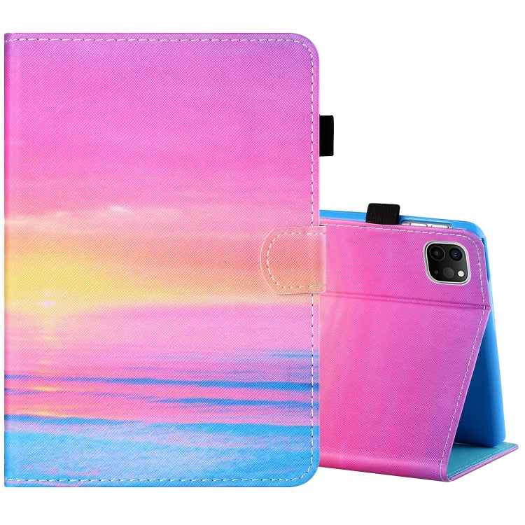 Sewing Thread Horizontal Painted Flat Leather Case with Pen Cover & Anti Skid Strip & Card Slot & Holder & Sleep / Wake-up Function, For iPad Air 2, For iPad 9.7 (2018) / (2017), For iPad Air 2022 / 2020 10.9