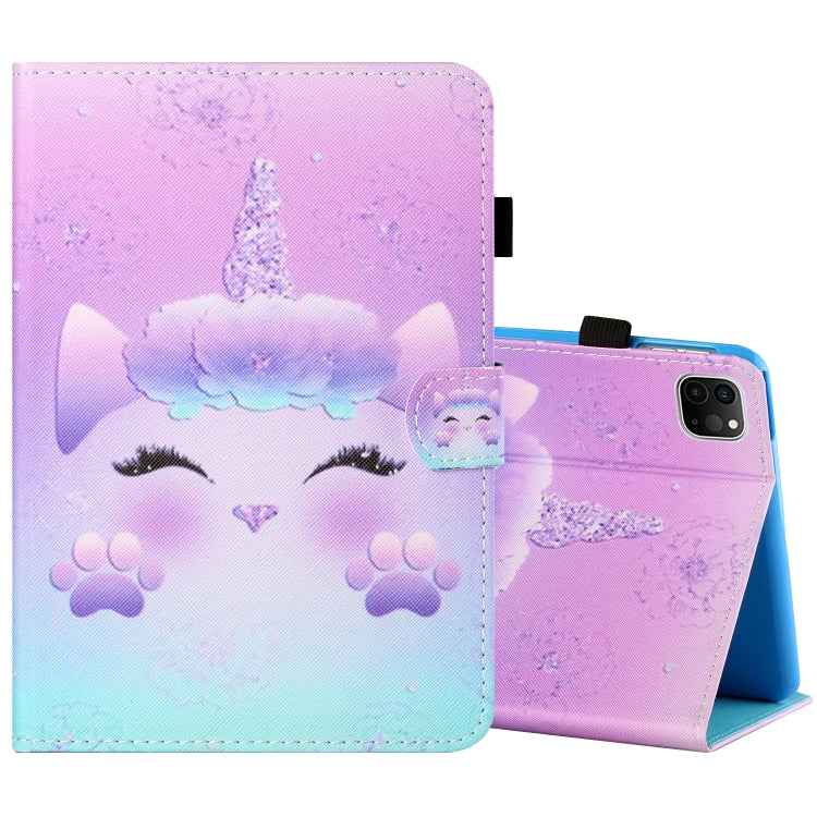 Sewing Thread Horizontal Painted Flat Leather Case with Pen Cover & Anti Skid Strip & Card Slot & Holder & Sleep / Wake-up Function, For iPad Air 2, For iPad 9.7 (2018) / (2017), For iPad Air 2022 / 2020 10.9