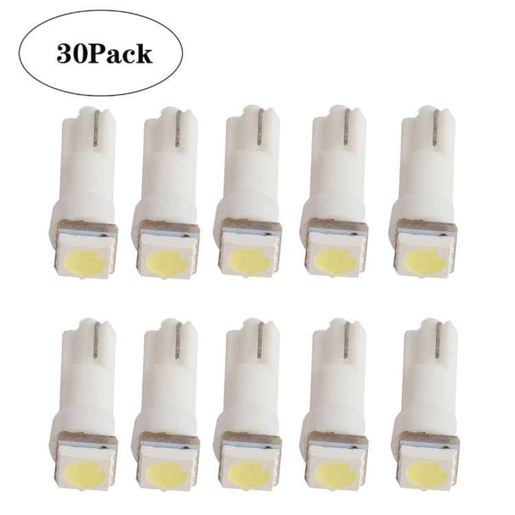 30 PCS T5 1LED SMD-5050 Car Modification LED Indicator Light White Light