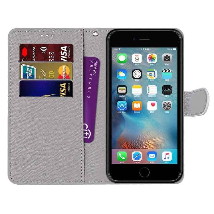 Coloured Drawing Cross Texture Horizontal Flip PU Leather Case with Holder & Card Slots & Wallet & Lanyard, For iPhone 6 / 6s, For iPhone SE 2022 / SE 2020 / 8 / 7