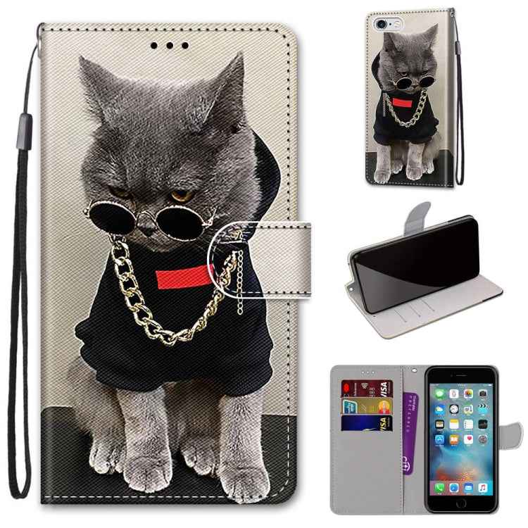 Coloured Drawing Cross Texture Horizontal Flip PU Leather Case with Holder & Card Slots & Wallet & Lanyard, For iPhone 6 / 6s, For iPhone SE 2022 / SE 2020 / 8 / 7