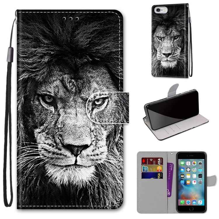 Coloured Drawing Cross Texture Horizontal Flip PU Leather Case with Holder & Card Slots & Wallet & Lanyard, For iPhone 6 / 6s, For iPhone SE 2022 / SE 2020 / 8 / 7