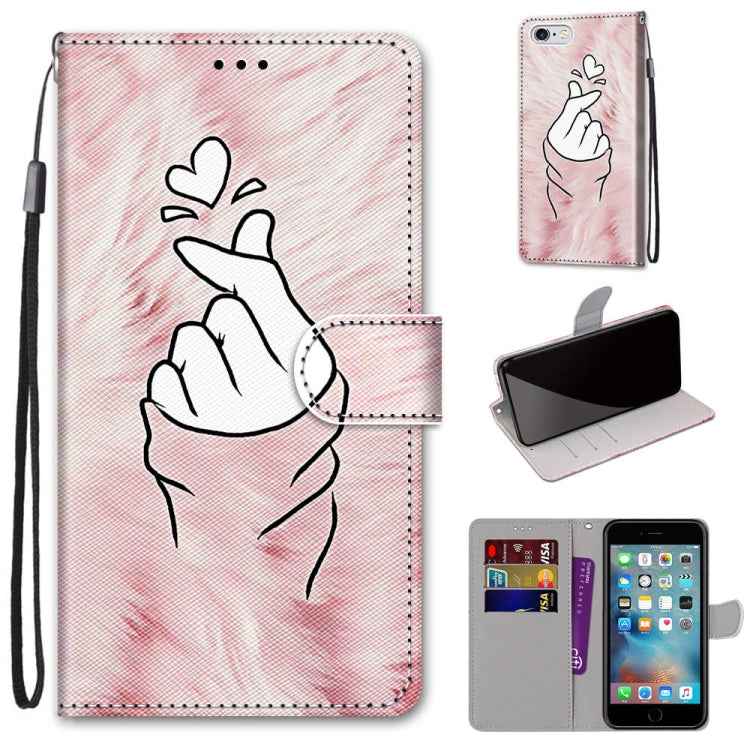 Coloured Drawing Cross Texture Horizontal Flip PU Leather Case with Holder & Card Slots & Wallet & Lanyard, For iPhone 6 / 6s, For iPhone SE 2022 / SE 2020 / 8 / 7