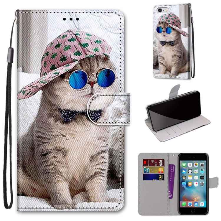 Coloured Drawing Cross Texture Horizontal Flip PU Leather Case with Holder & Card Slots & Wallet & Lanyard, For iPhone 6 / 6s, For iPhone SE 2022 / SE 2020 / 8 / 7