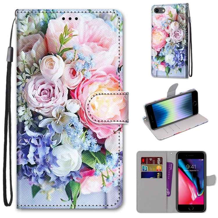 Coloured Drawing Cross Texture Horizontal Flip PU Leather Case with Holder & Card Slots & Wallet & Lanyard, For iPhone 6 / 6s, For iPhone SE 2022 / SE 2020 / 8 / 7