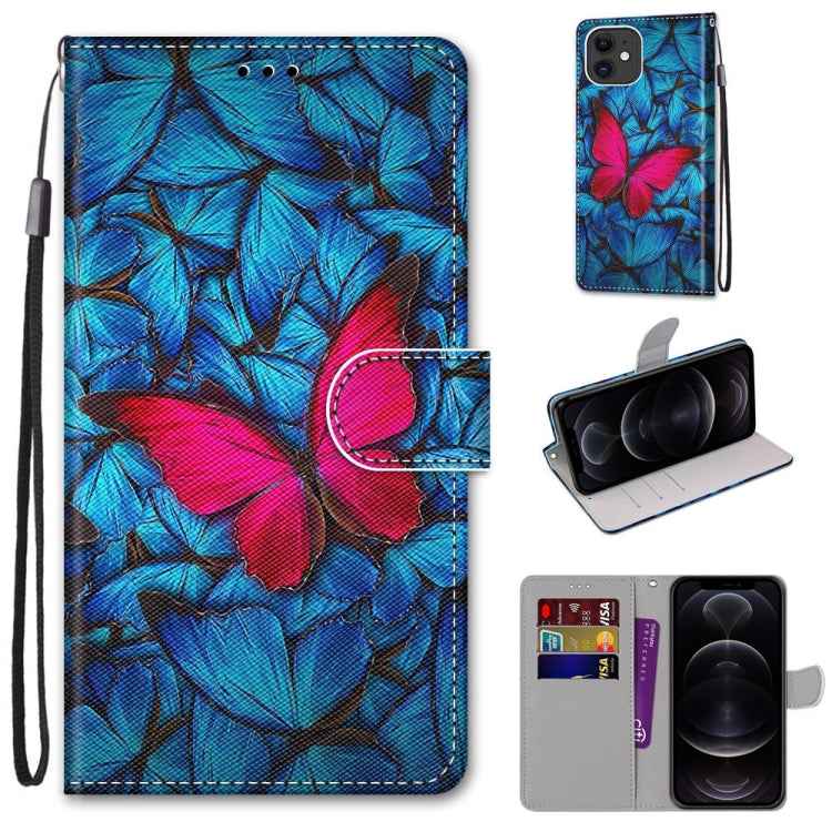 Coloured Drawing Cross Texture Horizontal Flip PU Leather Case with Holder & Card Slots & Wallet & Lanyard, For iPhone 12 / 12 Pro, For iPhone 12 Pro Max