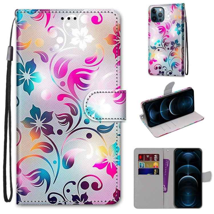 Coloured Drawing Cross Texture Horizontal Flip PU Leather Case with Holder & Card Slots & Wallet & Lanyard, For iPhone 12 / 12 Pro, For iPhone 12 Pro Max