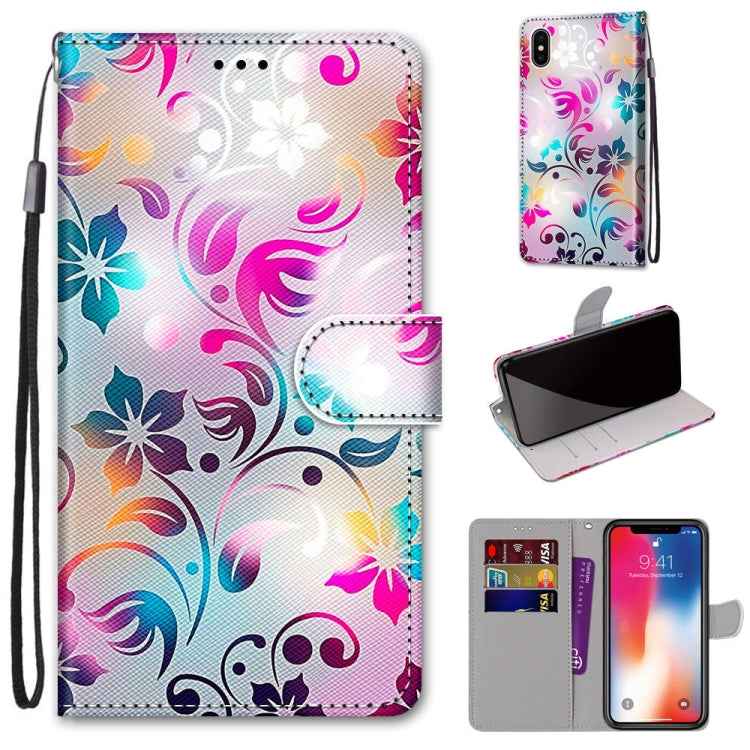 Coloured Drawing Cross Texture Horizontal Flip PU Leather Case with Holder & Card Slots & Wallet & Lanyard, For iPhone XS / X, For iPhone XR