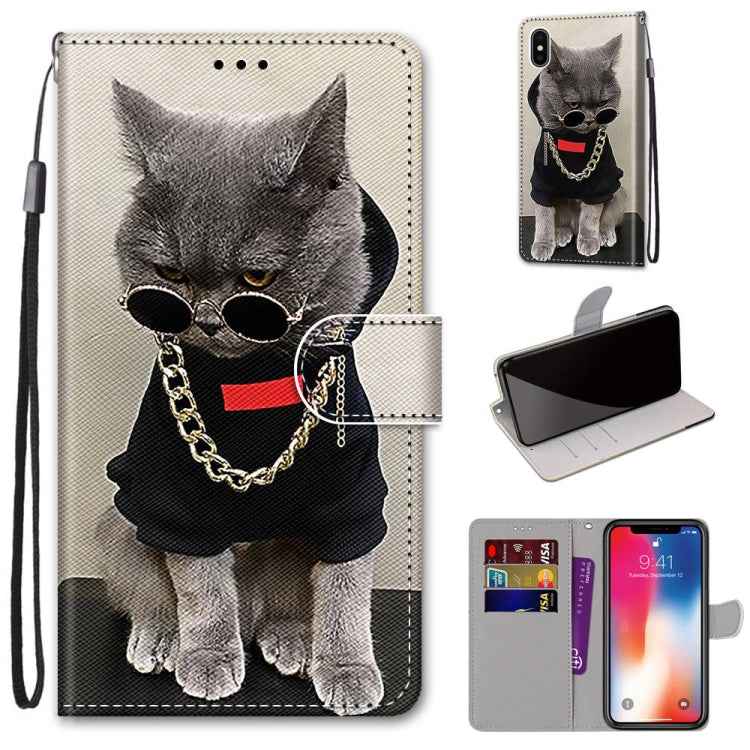 Coloured Drawing Cross Texture Horizontal Flip PU Leather Case with Holder & Card Slots & Wallet & Lanyard, For iPhone XS / X, For iPhone XR