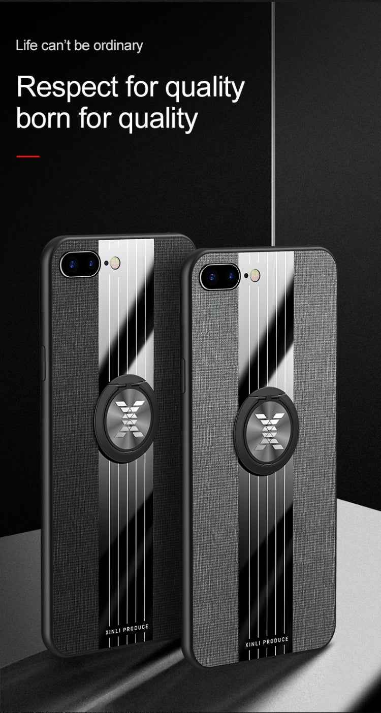 XINLI Stitching Cloth Textue Shockproof TPU Protective Case with Ring Holder, For iPhone 8 / 7, For iPhone 8 Plus / 7 Plus, For iPhone X / XS, For iPhone XR, For iPhone XS Max, For iPhone 6 / 6s, For iPhone 6 Plus / 6s Plus
