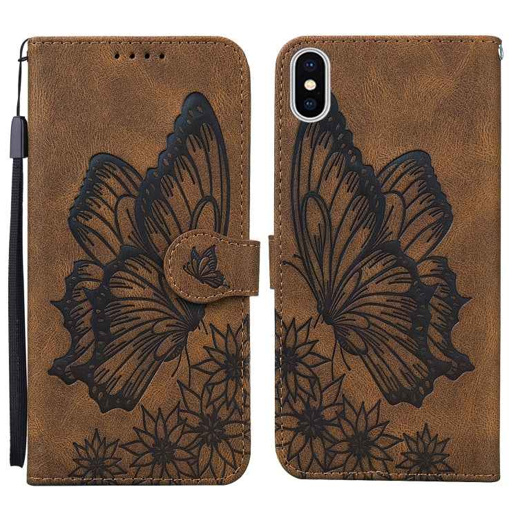 Retro Skin Feel Butterflies Embossing Horizontal Flip Leather Case with Holder & Card Slots & Wallet, For iPhone 12 Pro Max, For iPhone XR, For iPhone X / XS, For iPhone XS Max
