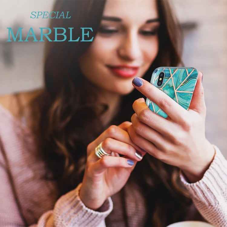 3D Electroplating Marble Pattern TPU Protective Case, For iPhone XS Max