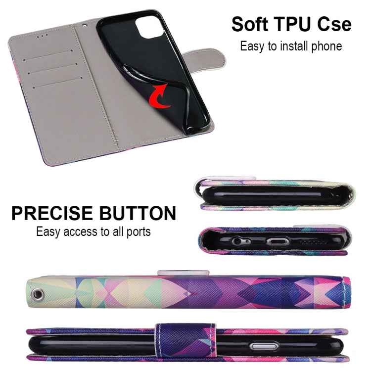 Coloured Drawing Cross Texture Horizontal Flip PU Leather Case with Holder & Card Slots & Wallet & Lanyard, For iPhone 12 mini, For iPhone 12 / 12 Pro