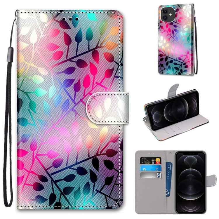 Coloured Drawing Cross Texture Horizontal Flip PU Leather Case with Holder & Card Slots & Wallet & Lanyard, For iPhone 12 mini, For iPhone 12 / 12 Pro