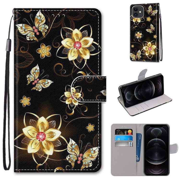 Coloured Drawing Cross Texture Horizontal Flip PU Leather Case with Holder & Card Slots & Wallet & Lanyard, For iPhone 12 mini, For iPhone 12 / 12 Pro
