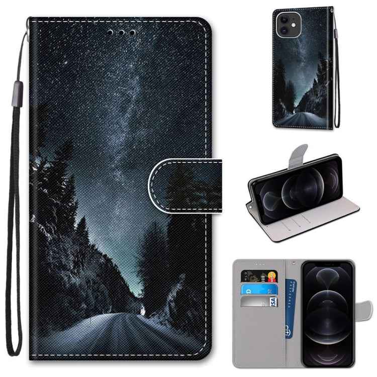 Coloured Drawing Cross Texture Horizontal Flip PU Leather Case with Holder & Card Slots & Wallet & Lanyard, For iPhone 12 mini, For iPhone 12 / 12 Pro
