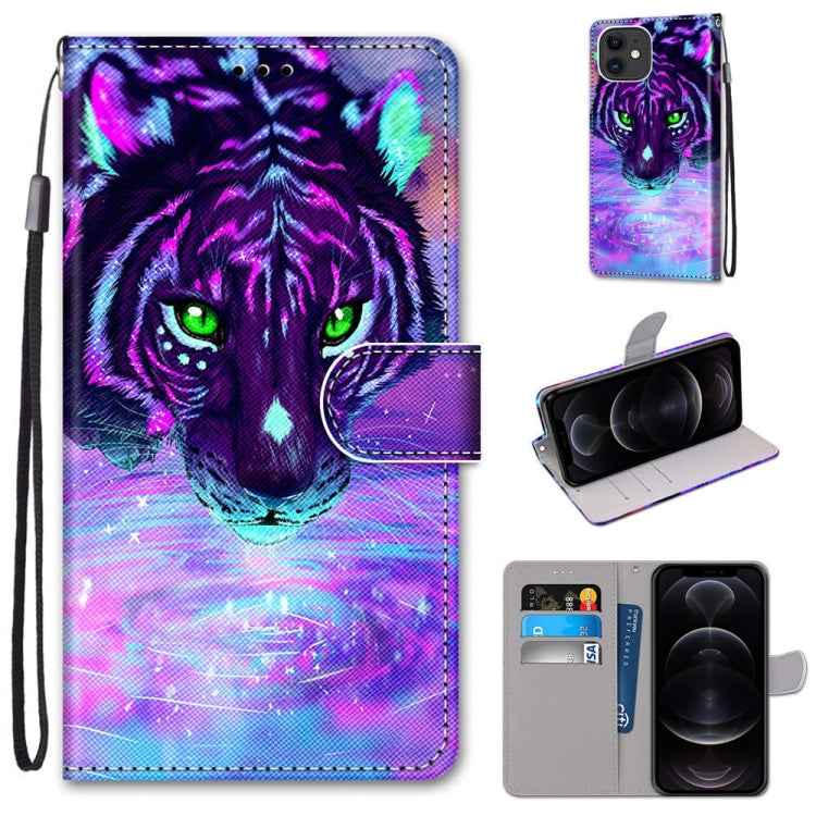 Coloured Drawing Cross Texture Horizontal Flip PU Leather Case with Holder & Card Slots & Wallet & Lanyard, For iPhone 12 mini, For iPhone 12 / 12 Pro