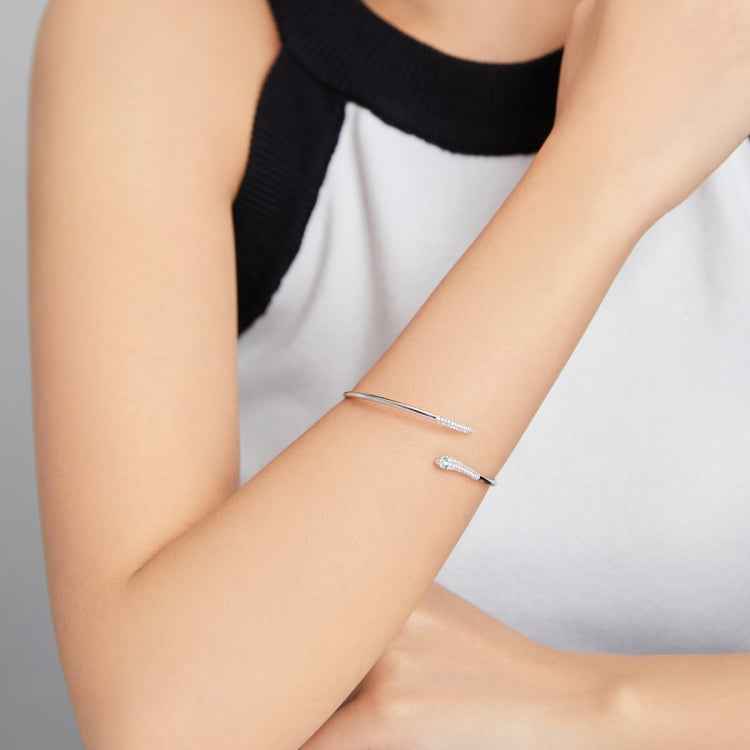 S925 Sterling Silver Snake Open Bracelet Women Jewelry, Snake