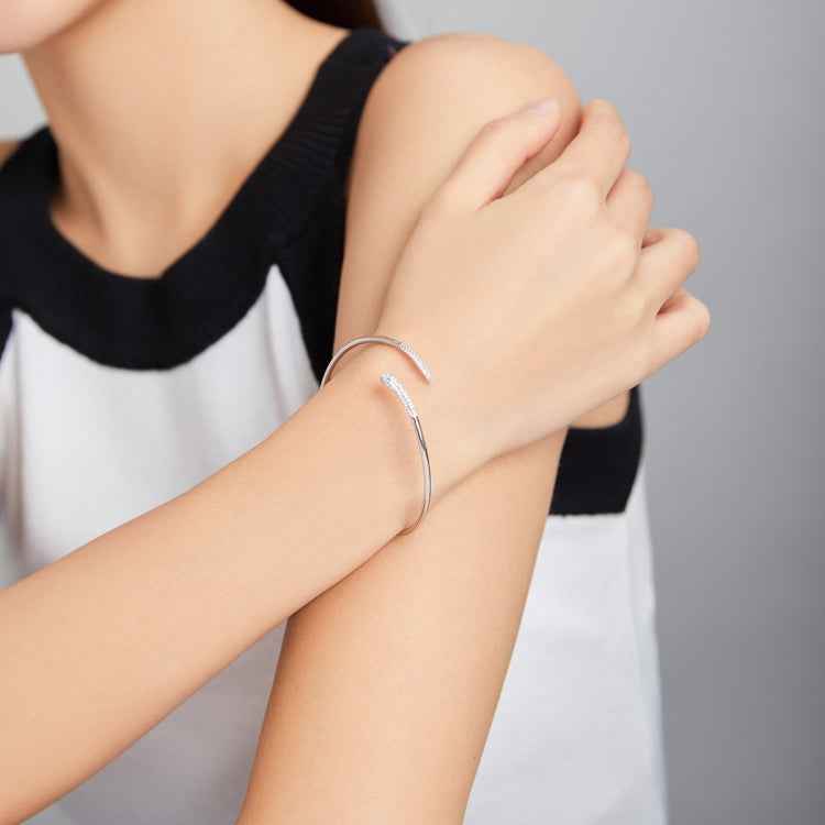 S925 Sterling Silver Snake Open Bracelet Women Jewelry