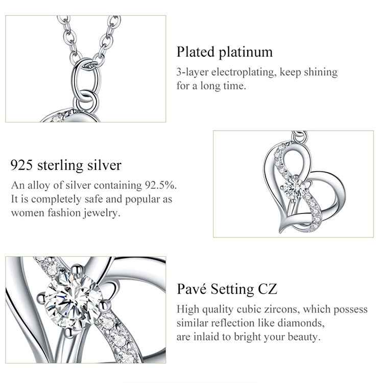 S925 Sterling Silver Heart To Heart Women Nacklace Jewelry