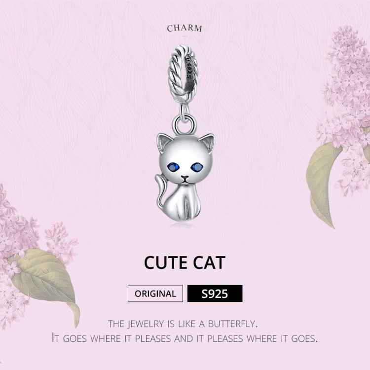 S925 Sterling Silver Cute Cat Pendant DIY Bracelet Necklace Accessories