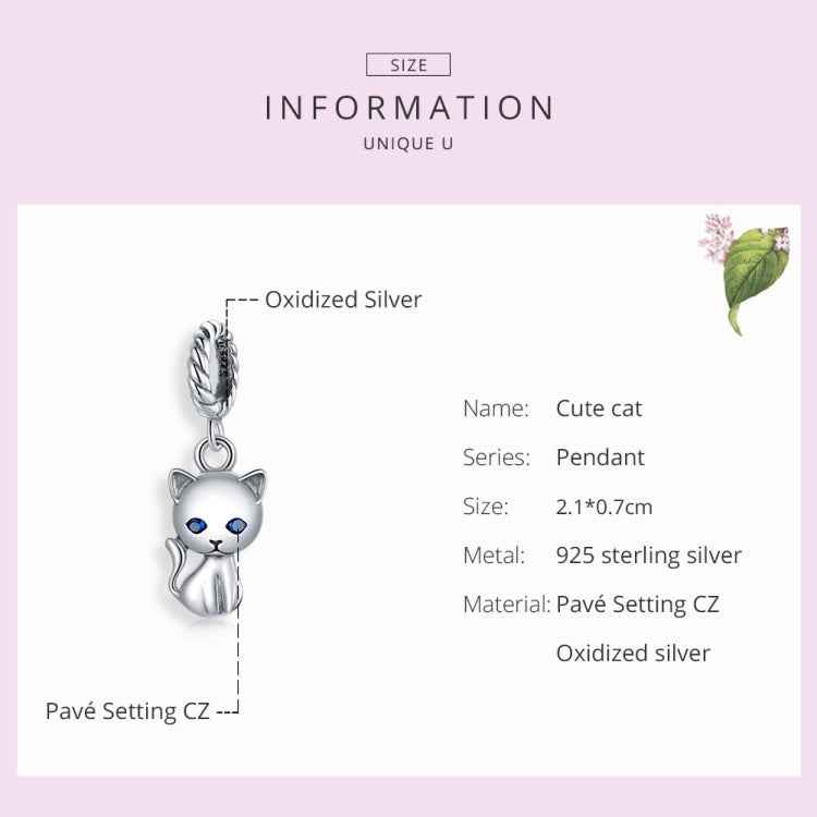 S925 Sterling Silver Cute Cat Pendant DIY Bracelet Necklace Accessories