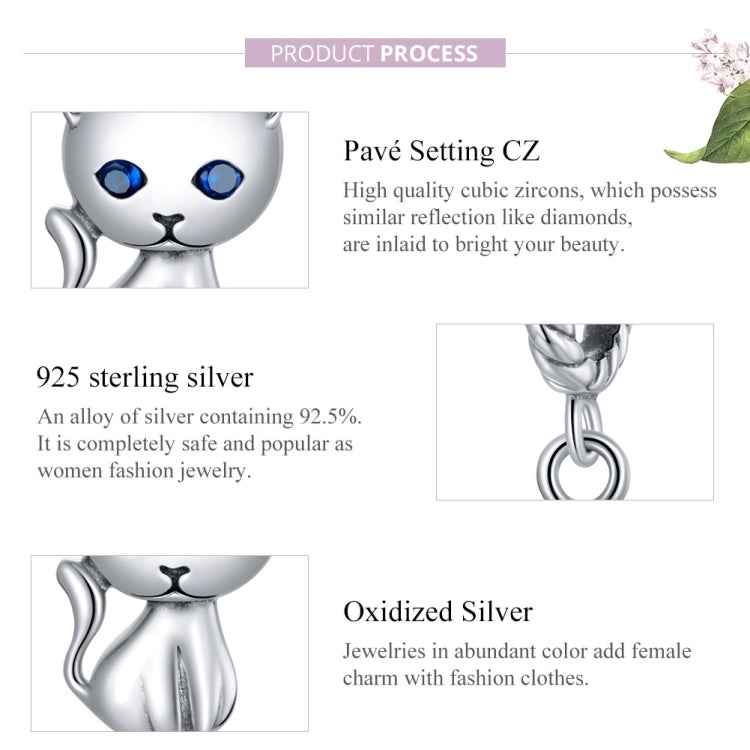 S925 Sterling Silver Cute Cat Pendant DIY Bracelet Necklace Accessories