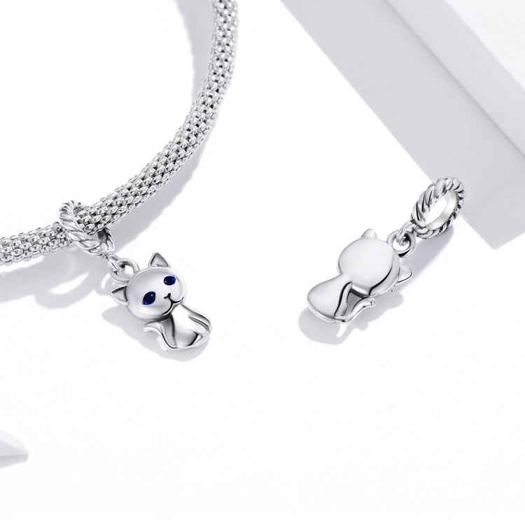 S925 Sterling Silver Cute Cat Pendant DIY Bracelet Necklace Accessories
