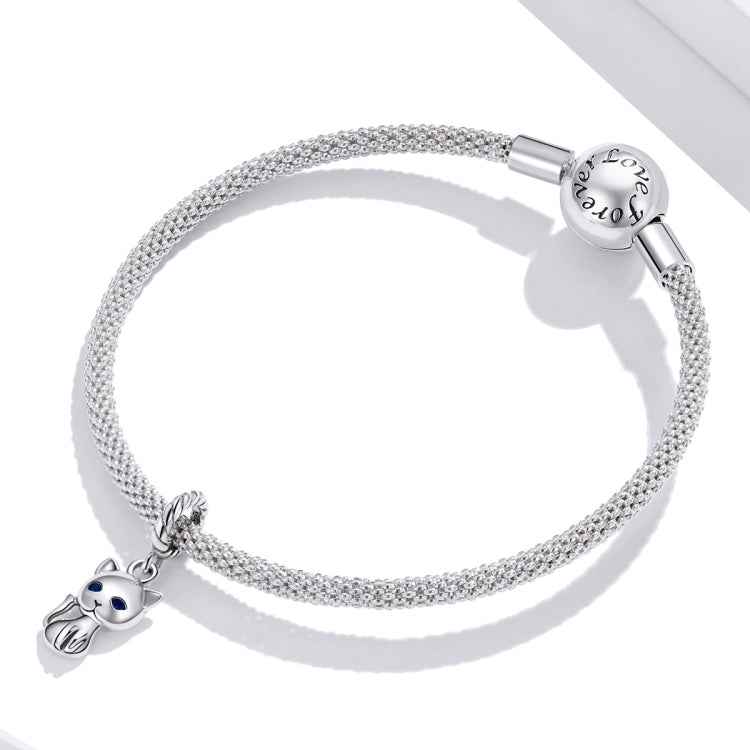 S925 Sterling Silver Cute Cat Pendant DIY Bracelet Necklace Accessories