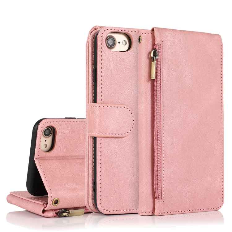 Skin-feel Crazy Horse Texture Zipper Wallet Bag Horizontal Flip Leather Case with Holder & Card Slots & Wallet & Lanyard, For iPhone 6, For iPhone 6 Plus, For iPhone SE 2022 / SE 2020 / 8 / 7, For iPhone 8 Plus / 7 Plus, For iPhone XS / X, For iPhone X...