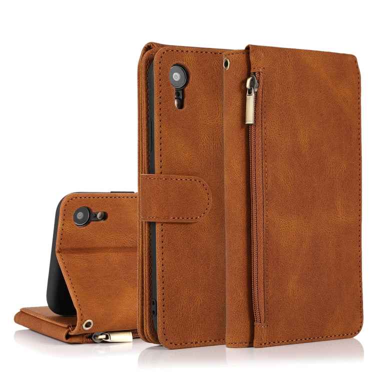 Skin-feel Crazy Horse Texture Zipper Wallet Bag Horizontal Flip Leather Case with Holder & Card Slots & Wallet & Lanyard, For iPhone 6, For iPhone 6 Plus, For iPhone SE 2022 / SE 2020 / 8 / 7, For iPhone 8 Plus / 7 Plus, For iPhone XS / X, For iPhone X...