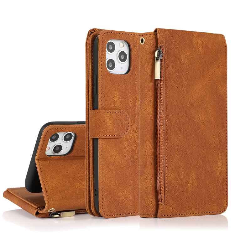 Skin-feel Crazy Horse Texture Zipper Wallet Bag Horizontal Flip Leather Case with Holder & Card Slots & Wallet & Lanyard, For iPhone 11 Pro Max, For iPhone 12 mini, For iPhone 12 / 12 Pro, For iPhone 12 Pro Max