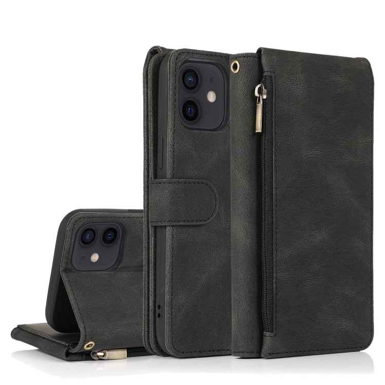 Skin-feel Crazy Horse Texture Zipper Wallet Bag Horizontal Flip Leather Case with Holder & Card Slots & Wallet & Lanyard, For iPhone 11 Pro Max, For iPhone 12 mini, For iPhone 12 / 12 Pro, For iPhone 12 Pro Max