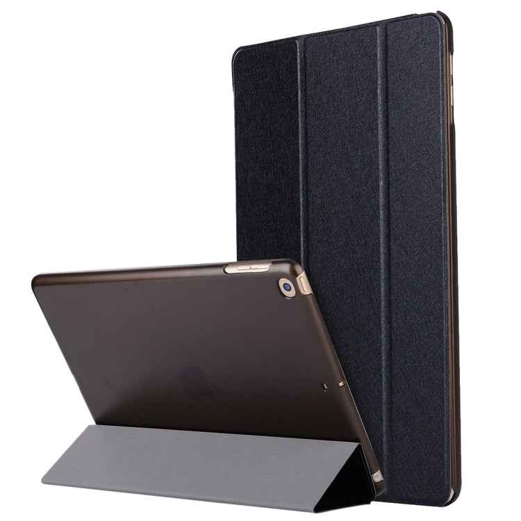 For iPad 10.2 inch Silk Texture Horizontal Flip Magnetic PU Leather Case, with Three-folding Holder & Sleep / Wake-up Function