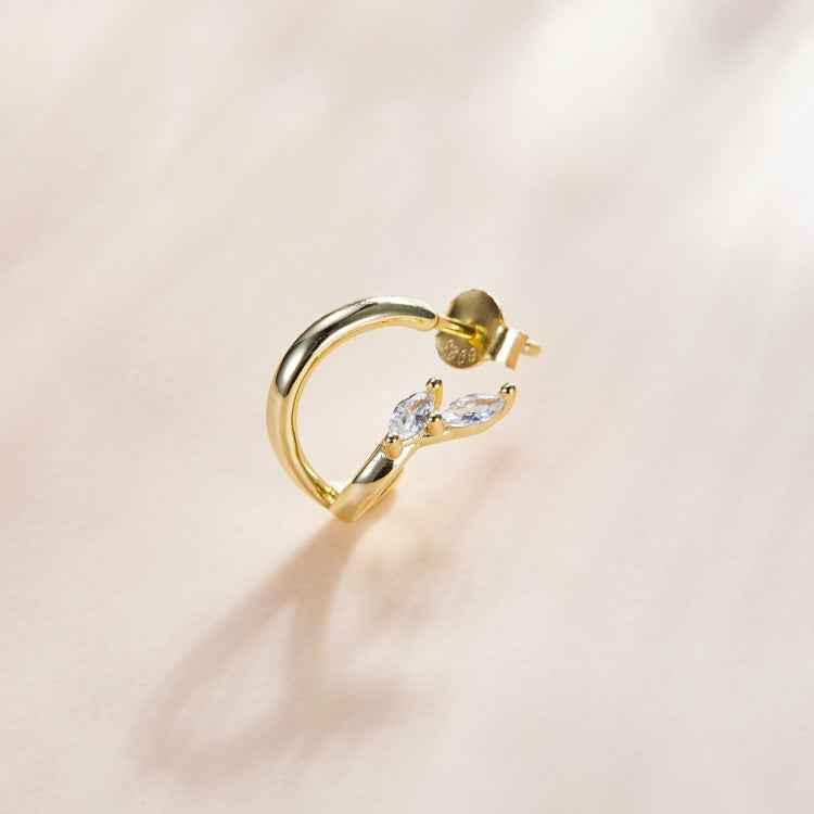 S925 Sterling Silver Golden Fish Tail Women Earrings