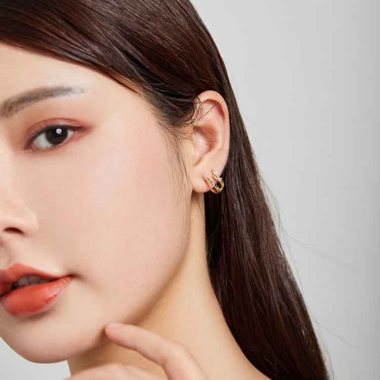 S925 Sterling Silver Golden Fish Tail Women Earrings