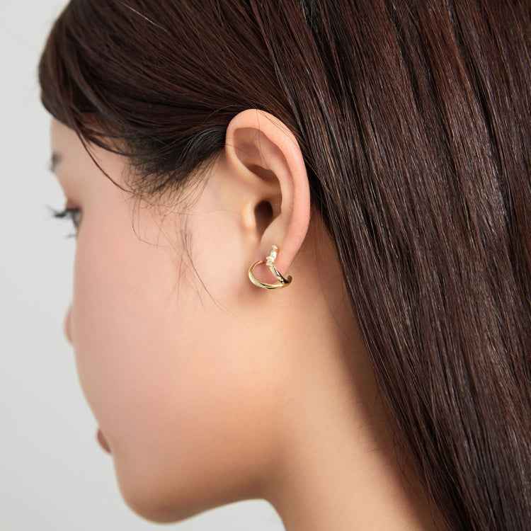 S925 Sterling Silver Golden Fish Tail Women Earrings