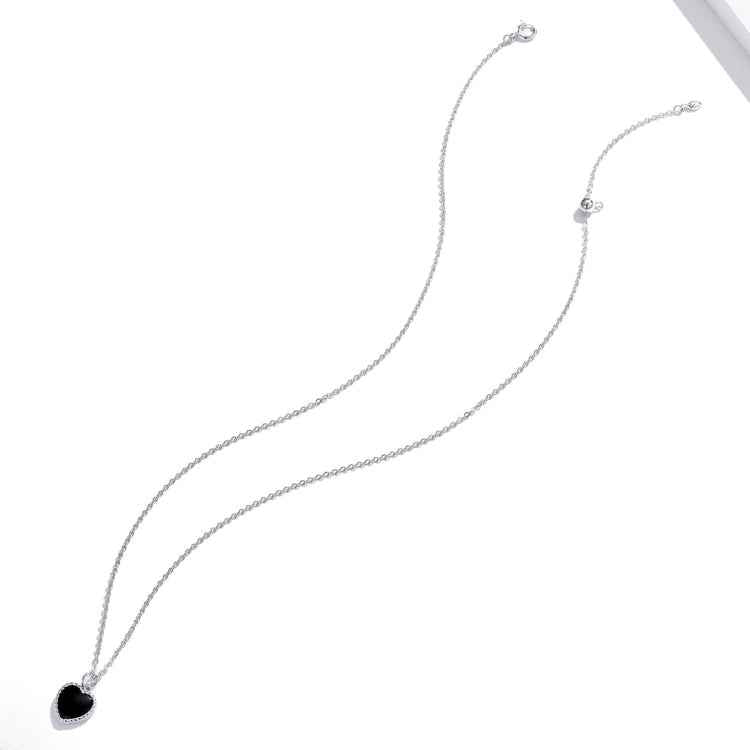 S925 Sterling Silver Black Heart Women Nacklace Jewelry