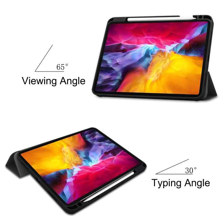 Pure Color Horizontal Flip TPU + PU Leather Case with Three-folding Holder & Sleep / Wake-up Function & Pen Slot, For iPad Pro 11 (2021)