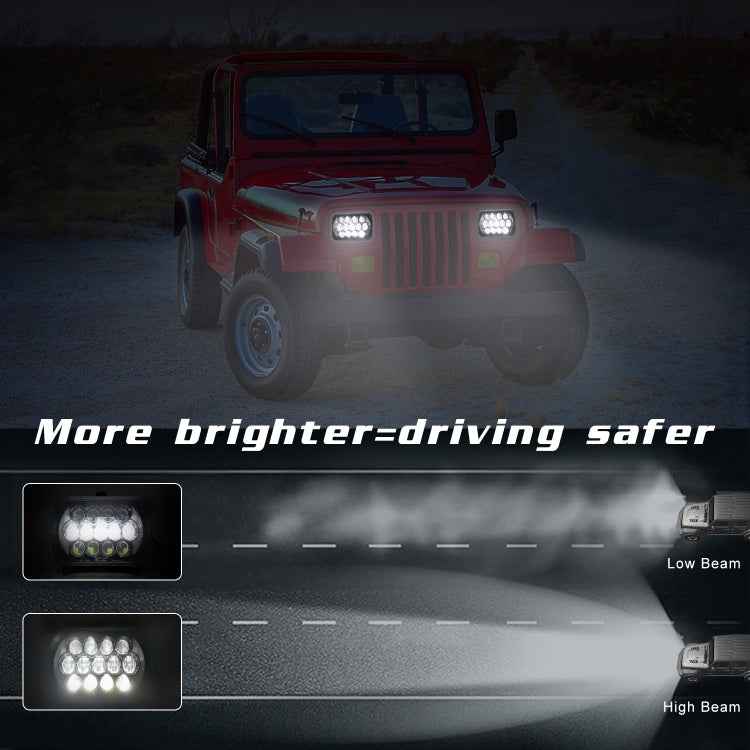 7 inch(5X7)/(7X6) H4 DC 9V-30V 30000LM 300W 8LEDs Car Square Shape LED Headlight Lamps for Jeep Wrangler