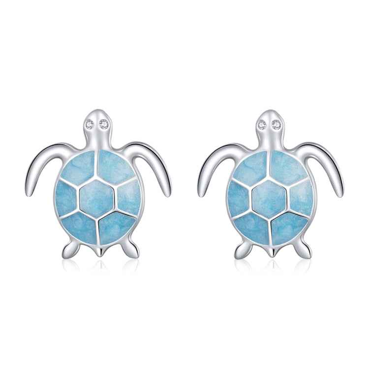 S925 Sterling Silver Blue Turtle Women Earrings