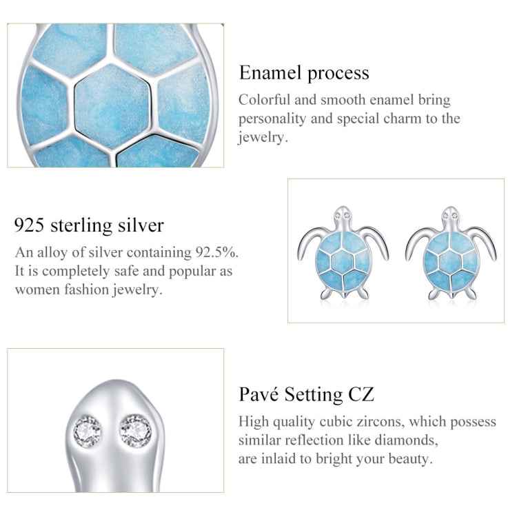 S925 Sterling Silver Blue Turtle Women Earrings