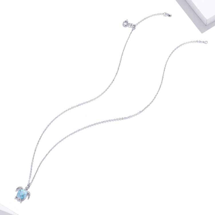 S925 Sterling Silver Blue Turtle Women Nacklace Jewelry