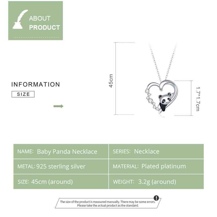 S925 Sterling Silver Heart-shaped Panda Women Nacklace Jewelry