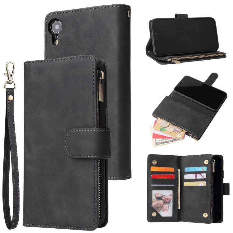 Multifunctional Retro Frosted Horizontal Flip Leather Case with Card Slot & Holder & Zipper Wallet & Photo Frame & Lanyard